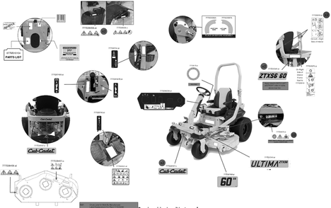 Label Map Diagram and Parts List for ZTXS6-60KW (47RICHB8A10)(2023) Cub Cadet Lawn Tractor